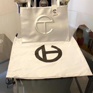 Brand New Metallic Silver Telfar Bag